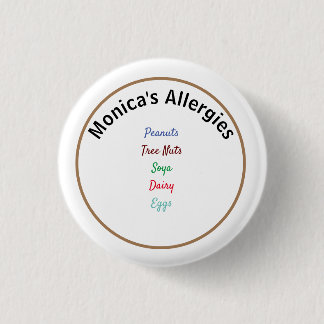 Allergy Alert Editable Name 3 Cm Round Badge