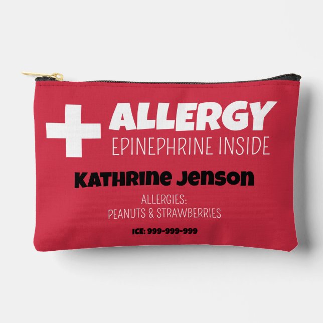 Allergy Alert Epinephrine Inside Custom Emergency Accessory Pouch (Front)