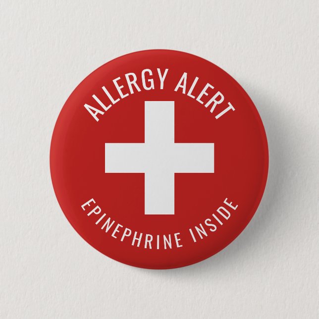 Allergy Alert Epinephrine Inside Medical Emergency 6 Cm Round Badge (Front)