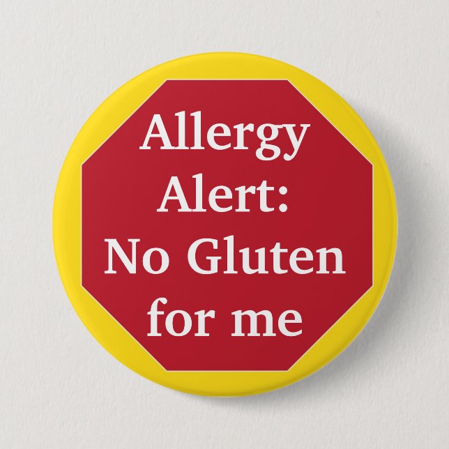 Allergy Alert:  No Gluten 7.5 Cm Round Badge (Front)