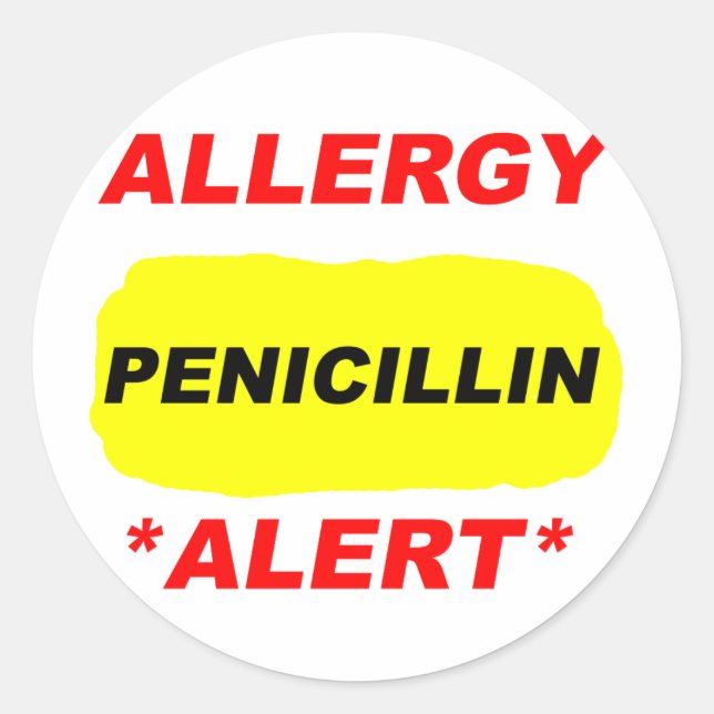 Allergy Alert Penicillin Allergy Design Allergic Classic Round Sticker (Front)