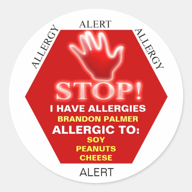 Allergy Alert Stickers (Front)
