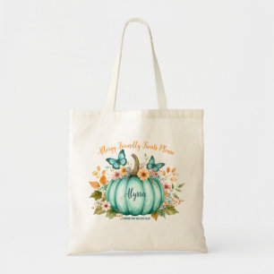 Allergy Alert Teal Pumpkin Flowers Butterfly Girl Tote Bag