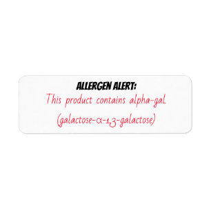 Allergy allergen labelling, alpha gal food allergy