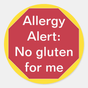 Allergy Allert: No Gluten Customisable Text Classic Round Sticker