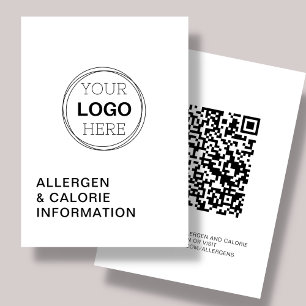 Allergy Calorie Information Logo QR Code Card