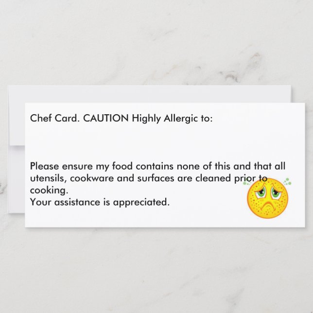 Allergy chef card (Front)