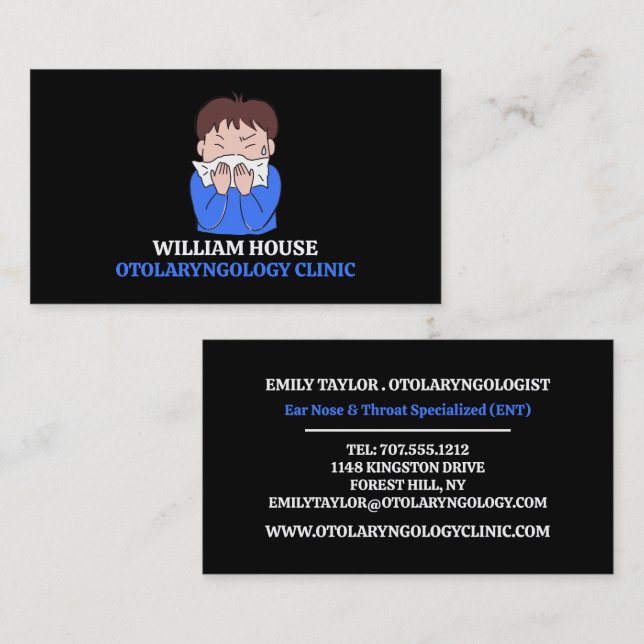 Allergy Design, Otolaryngologist, Otolaryngology Business Card (Front/Back)