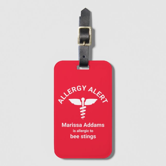 Allergy Medical Alert Luggage Tag (Front Vertical)