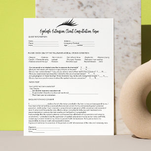 Allergy Patch Test Eyelash Extension Consent White Custom Letterhead