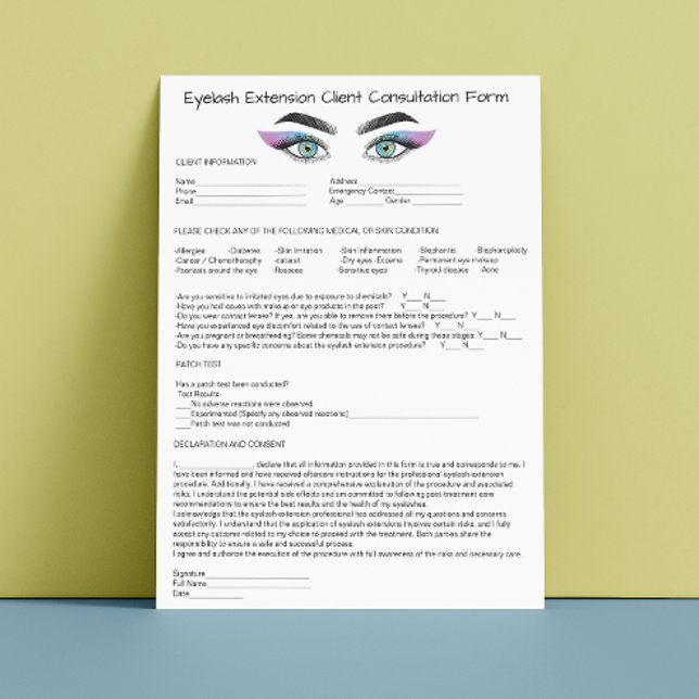 Allergy Patch Test Holograph Eyelash Extension Custom Letterhead (Allergy Patch Test Holograph Eyelash Extension Letterhead)