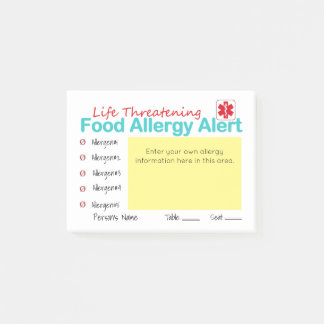 Allergy Sticky Notes - Enter your own message