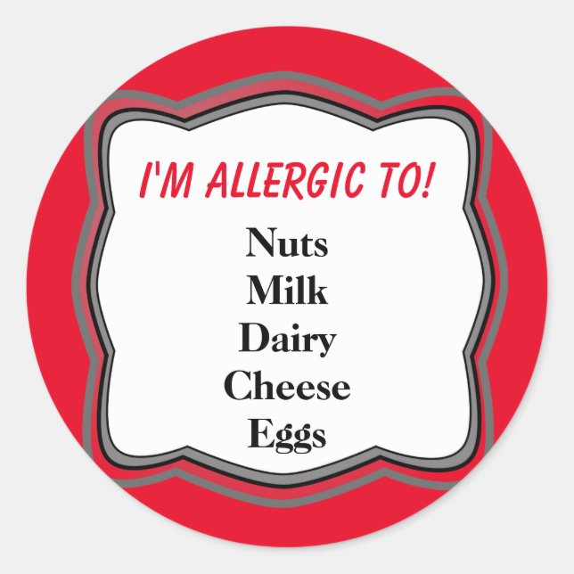 Allergy Warning Alert Classic Round Sticker (Front)