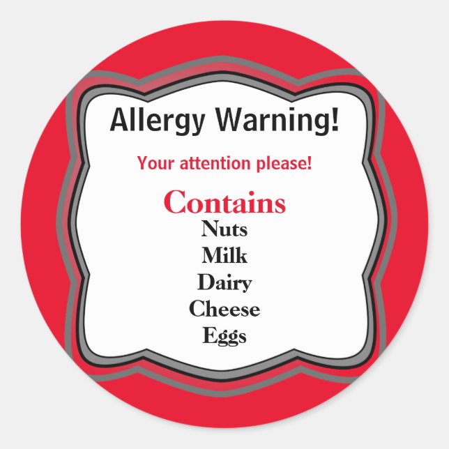 Allergy Warning Label (Front)