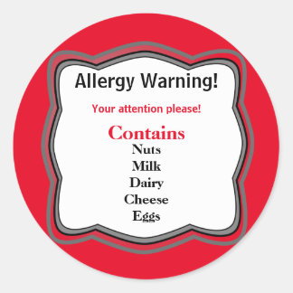 Allergies Warning Stickers | Zazzle.co.nz