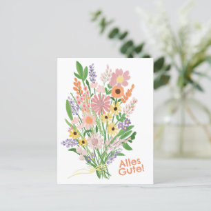 Alles Gute Wildblumen süß Gouache Glückwunsch Postcard
