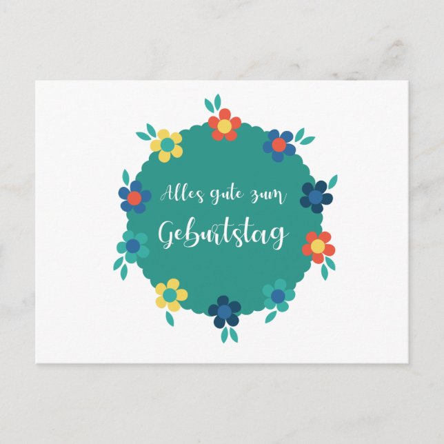 Alles gute zum Geburstag-Happy Birthday in German Postcard (Front)
