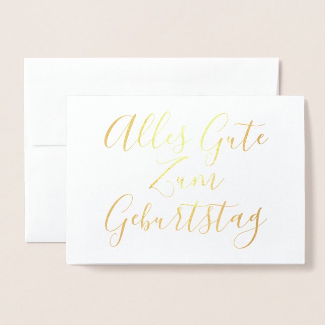 Alles Gute zum Geburtstag Calligraphy Foil Card (Front With Envelope)