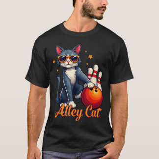 Alley A Cat Bowling Player Retro Sunglasses Kitty T-Shirt