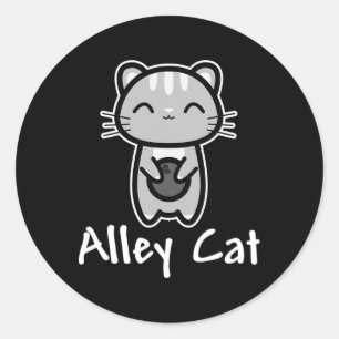 Alley Cat Bowling Cute Kitty Lover Bowler  Classic Round Sticker