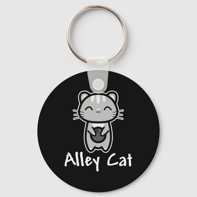 Alley Cat Bowling Cute Kitty Lover Bowler  Key Ring (Front)