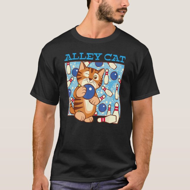 Alley Cat Bowling Pun T-Shirt (Front)