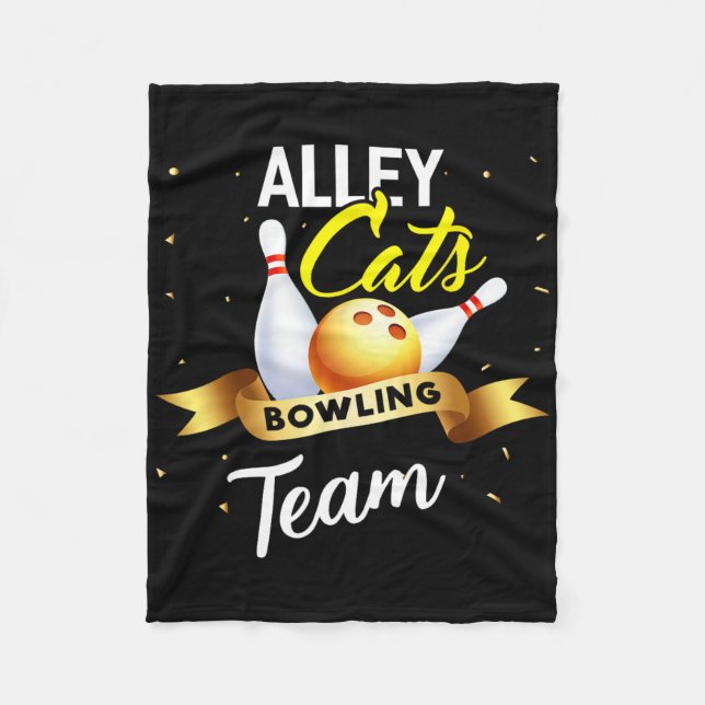 Alley Cat Bowling Shirt Funny Bowler Bowling  Fleece Blanket (Front)
