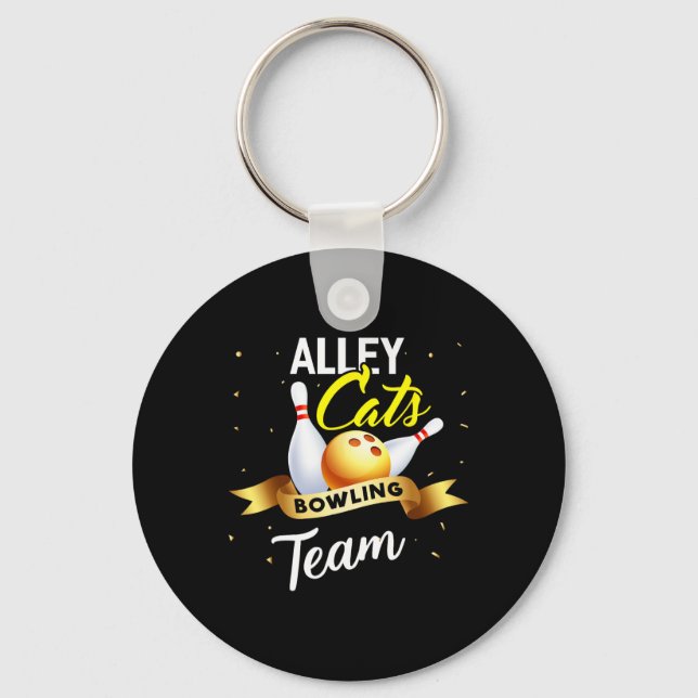 Alley Cat Bowling Shirt Funny Bowler Bowling  Key Ring (Front)
