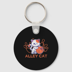Alley Cat Bowling Team Humour Funny Bowler Cats Vi Key Ring