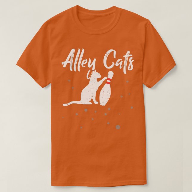 Alley Cat Funny Bowler Bowling  T-Shirt (Design Front)