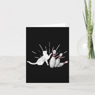 Alley Cat Tipping Pins Funny Bowling Card