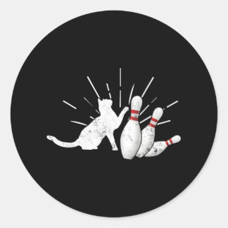 Alley Cat Tipping Pins funny Bowling Classic Round Sticker