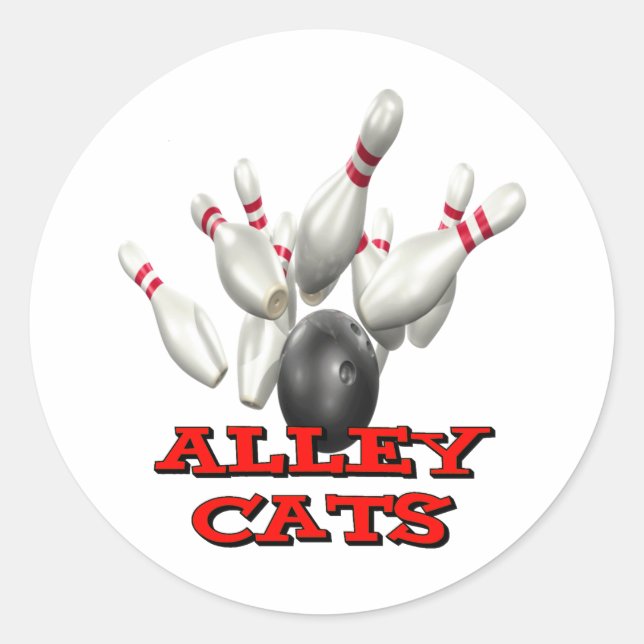 Alley Cats Bowling Classic Round Sticker (Front)