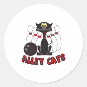 Alley Cats Bowling Pins T Shirt Classic Round Sticker