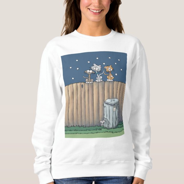 Alley Cats on a fence   Sweatshirt (Front)