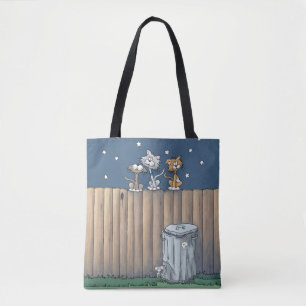 Alley Cats on a Fence Tote Bag