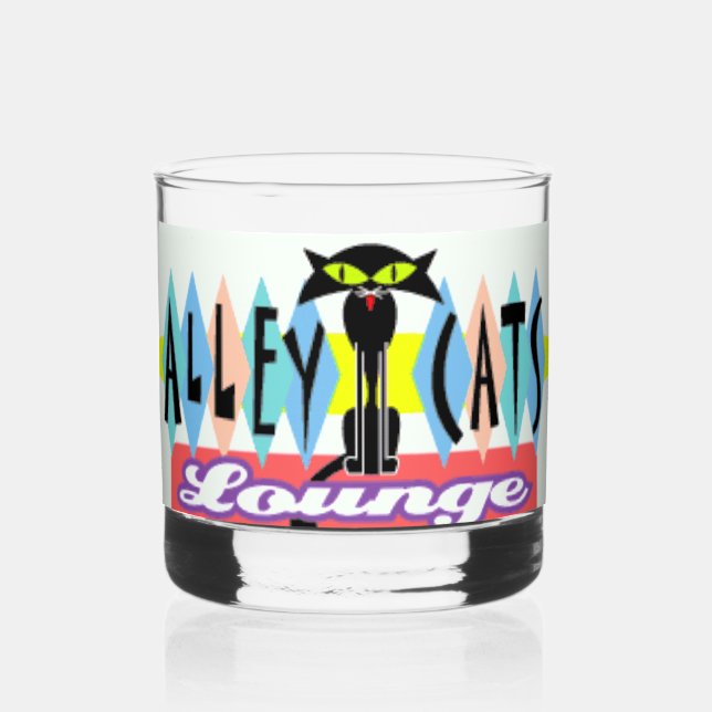 "Alley-Cats" Whiskey Glass (Front)