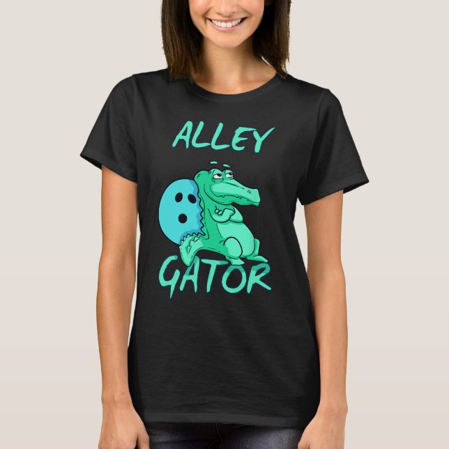 Alley Gator Funny Bowling T Shirt  (Front)