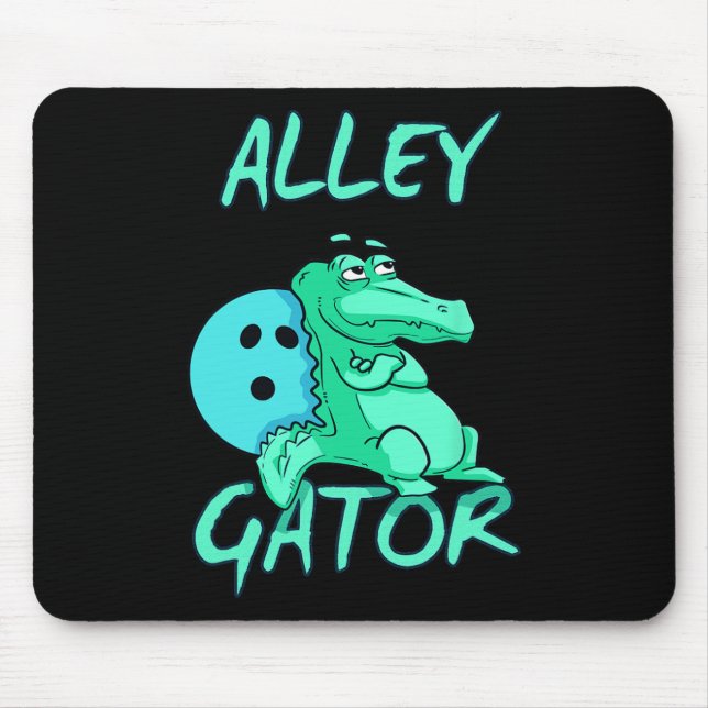Alley Gator Funny Bowling T Shirt  Mouse Pad (Front)