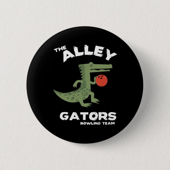 Alley Gators Bowling Team Design  6 Cm Round Badge (Front)