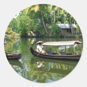 Alleypey backwaters, india classic round sticker