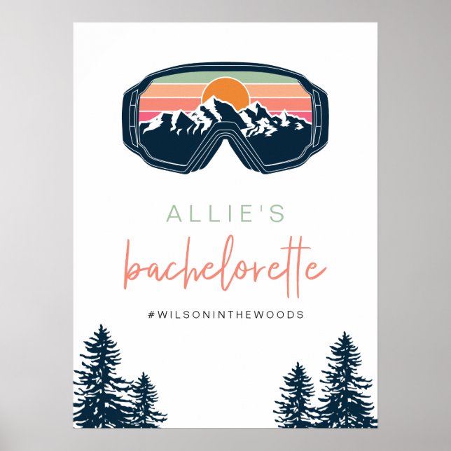 ALLIE Colourful Mountain Ski Bachelorette Welcome Poster (Front)