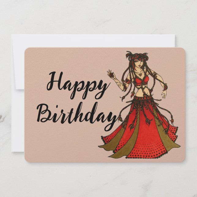 Alliecat Belly Dancer Happy Birthday  Holiday Card (Front)