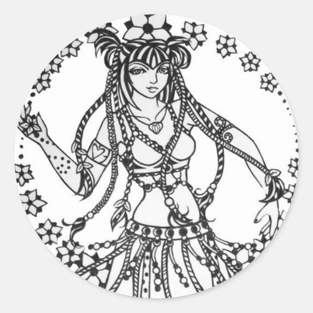 Alliecat Tribal Belly Dancer Classic Round Sticker (Front)