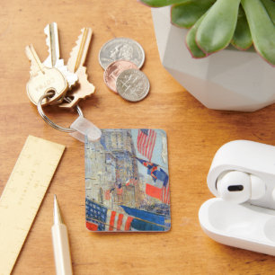 Allies Day, May 1917 by Childe Hassam, Vintage Art Key Ring