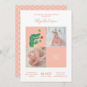 Alligator • Alphabet Monogram Cute Baby Shower Invitation