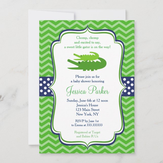 Alligator Baby Shower Invitations (Front)