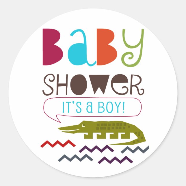 Alligator Baby Shower Stickers (Front)