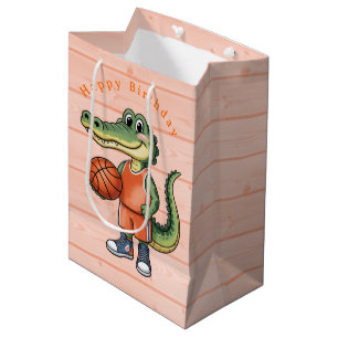 Alligator Basketball Birthday Party For Boys Medium Gift Bag