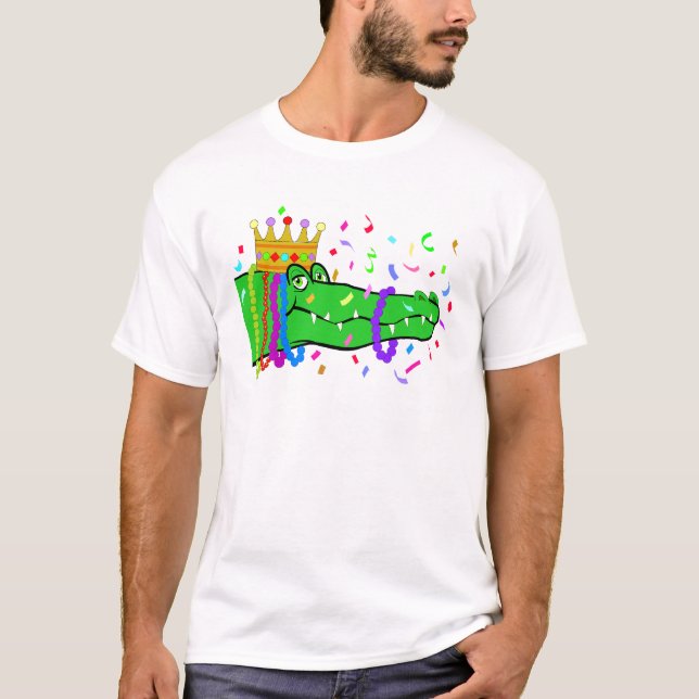 Alligator Beads Mardi Gras T-Shirt (Front)